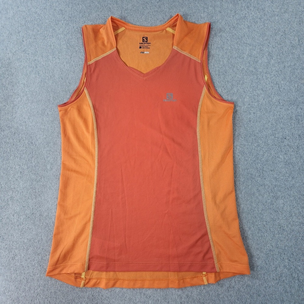 Salomon Acti-Lite Running Tank Top Womens Large Orange Outdoor Activewear Shirt